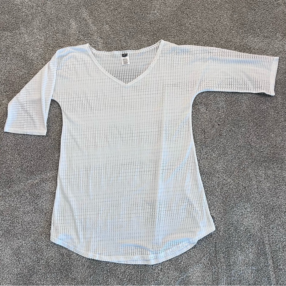 O’Neill White Blanca Eyelet CoverUp Tunic Swim Dress Shirt Wm Sz XS A72040452 ,